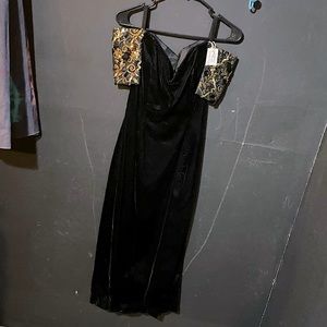Vintage Velvet Black & Gold formal dress